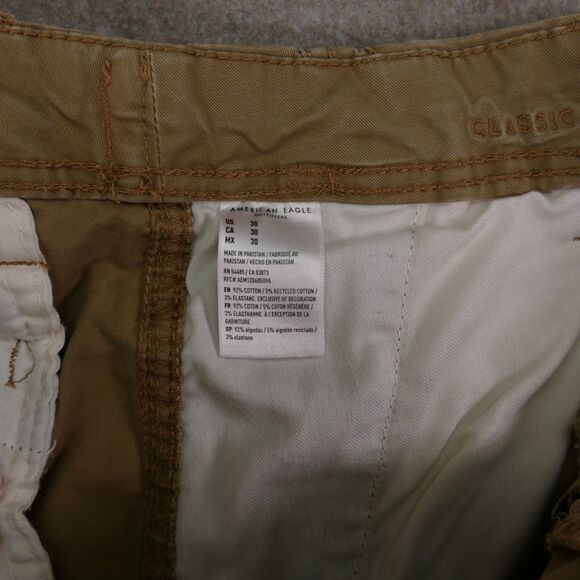 American Eagle Cargo Shorts 30 Classic Fit Flex Stretch Brown Pockets - Picture 13 of 15